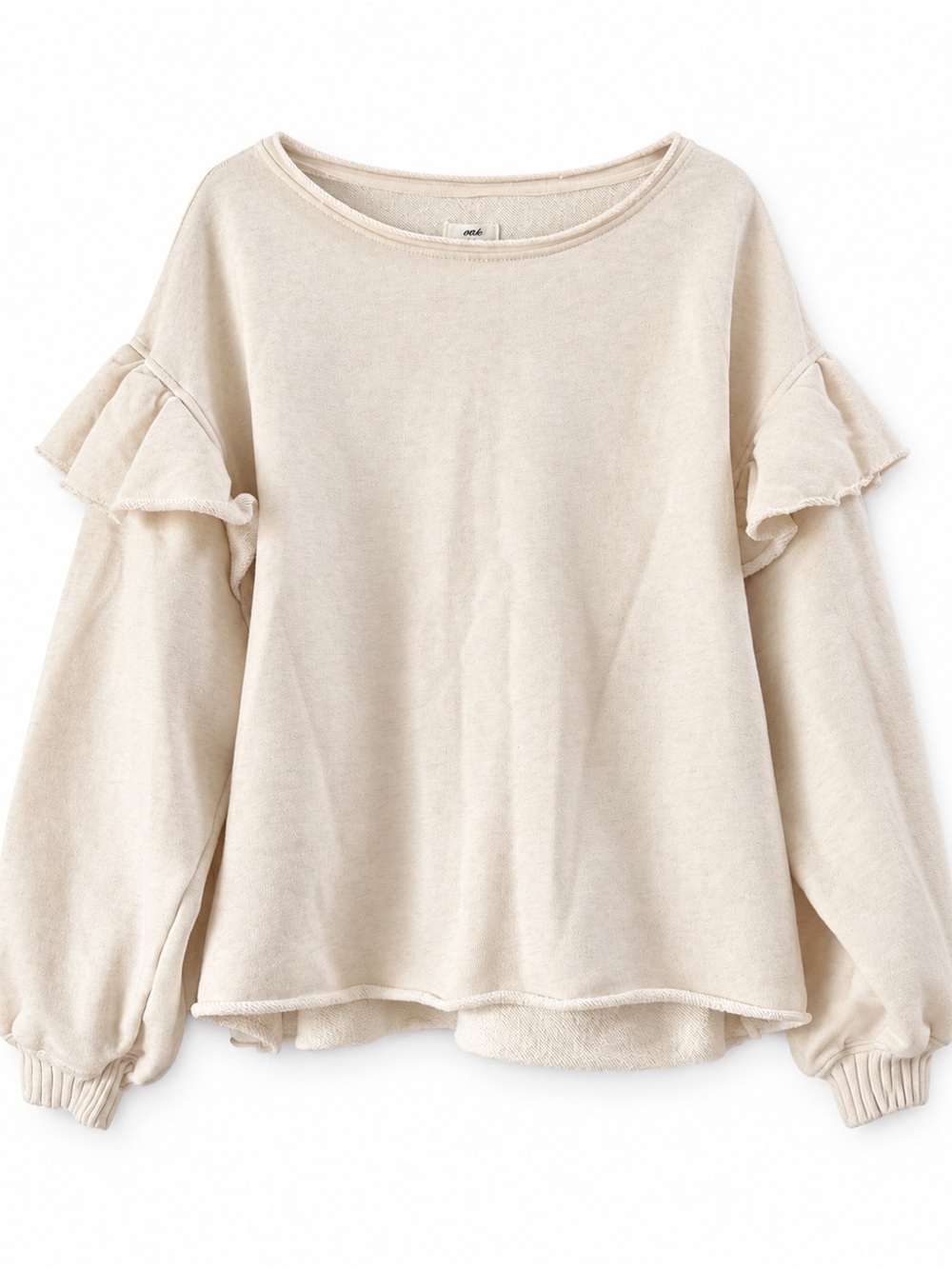 aerie Ruffle Shoulder Sweatshirt in Cream